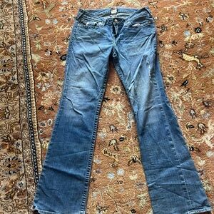True Religion Blue Flare Wide Leg Jeans